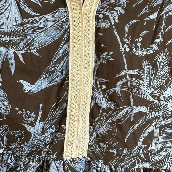 SAIPH Santorini Floral Maxi Dress Size L Blue White Cotton Italy Relaxed Coastal - Picture 4 of 9